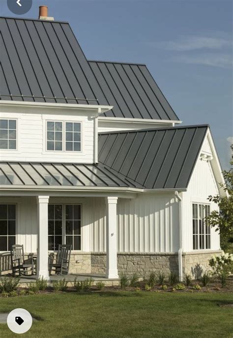 white house metal porch roof|houses with charcoal metal roof.